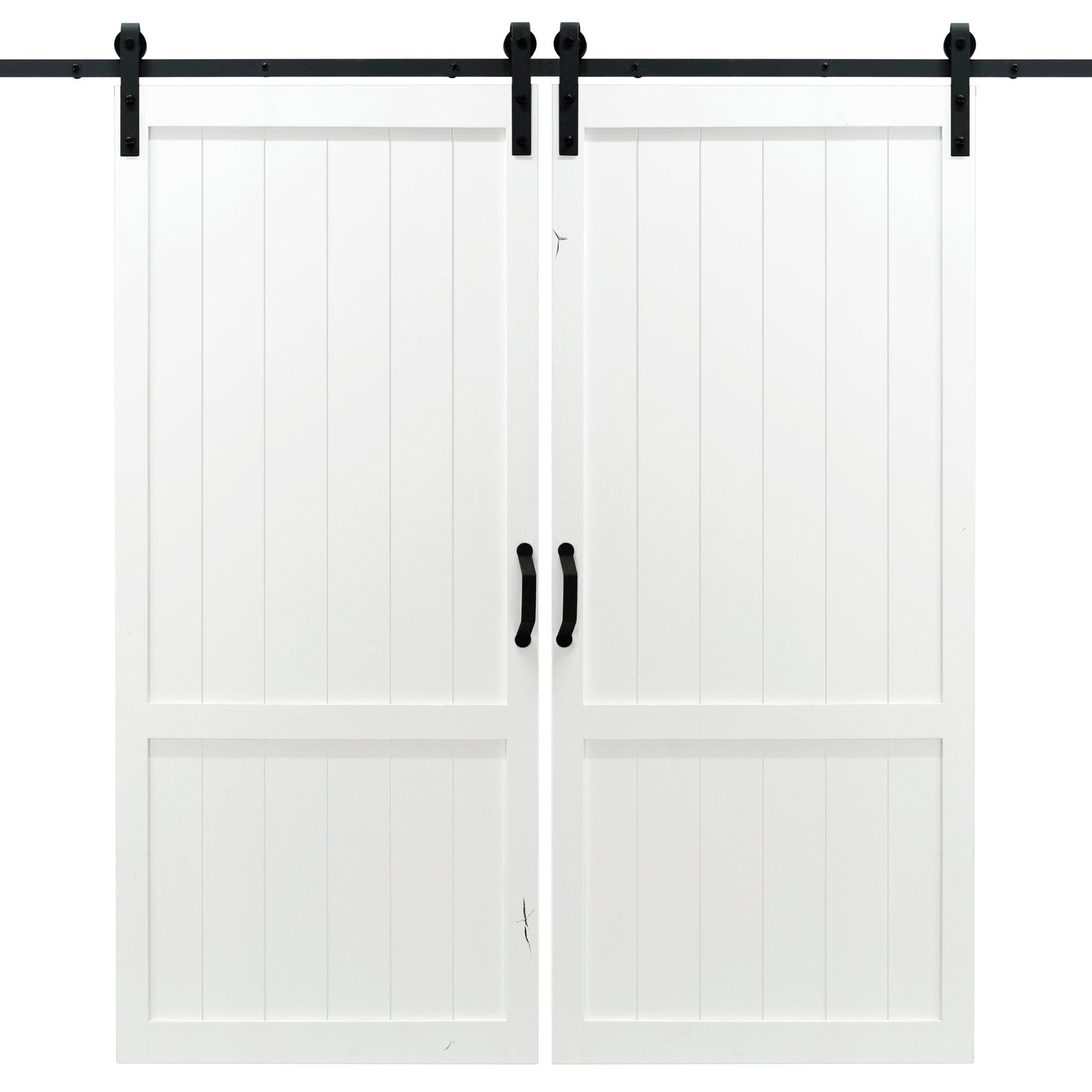Double White Country Vintage Sliding Barn Door