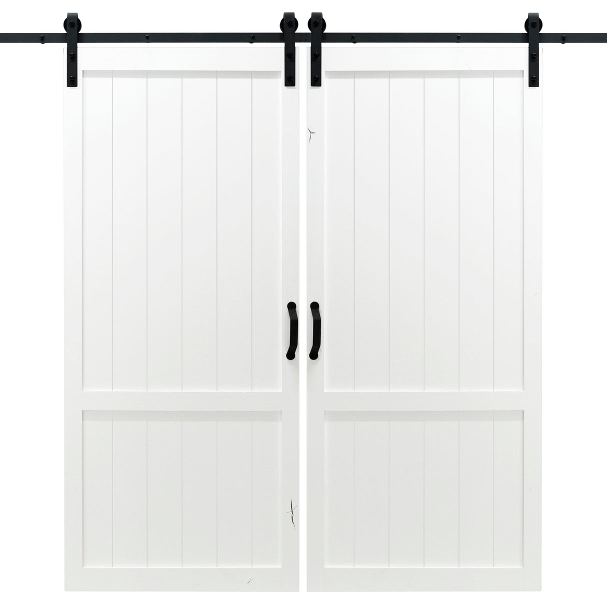 Double White Country Vintage Sliding Barn Door