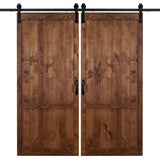 Double Walnut Country Vintage Sliding Barn Door