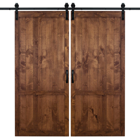 Double Walnut Country Vintage Sliding Barn Door