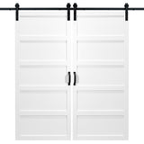 Double White 5 Panel Sliding Barn Door