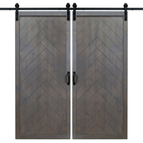 Double Ash Gray Herringbone Barn Door