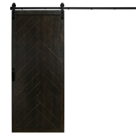 Midnight Black Herringbone Sliding Barn Door