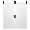 Double White Herringbone Sliding Barn Door