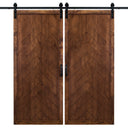 Double Walnut Herringbone Sliding Barn Door
