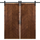 Double Walnut Herringbone Sliding Barn Door