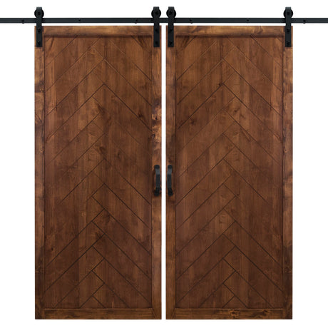 Double Walnut Herringbone Sliding Barn Door