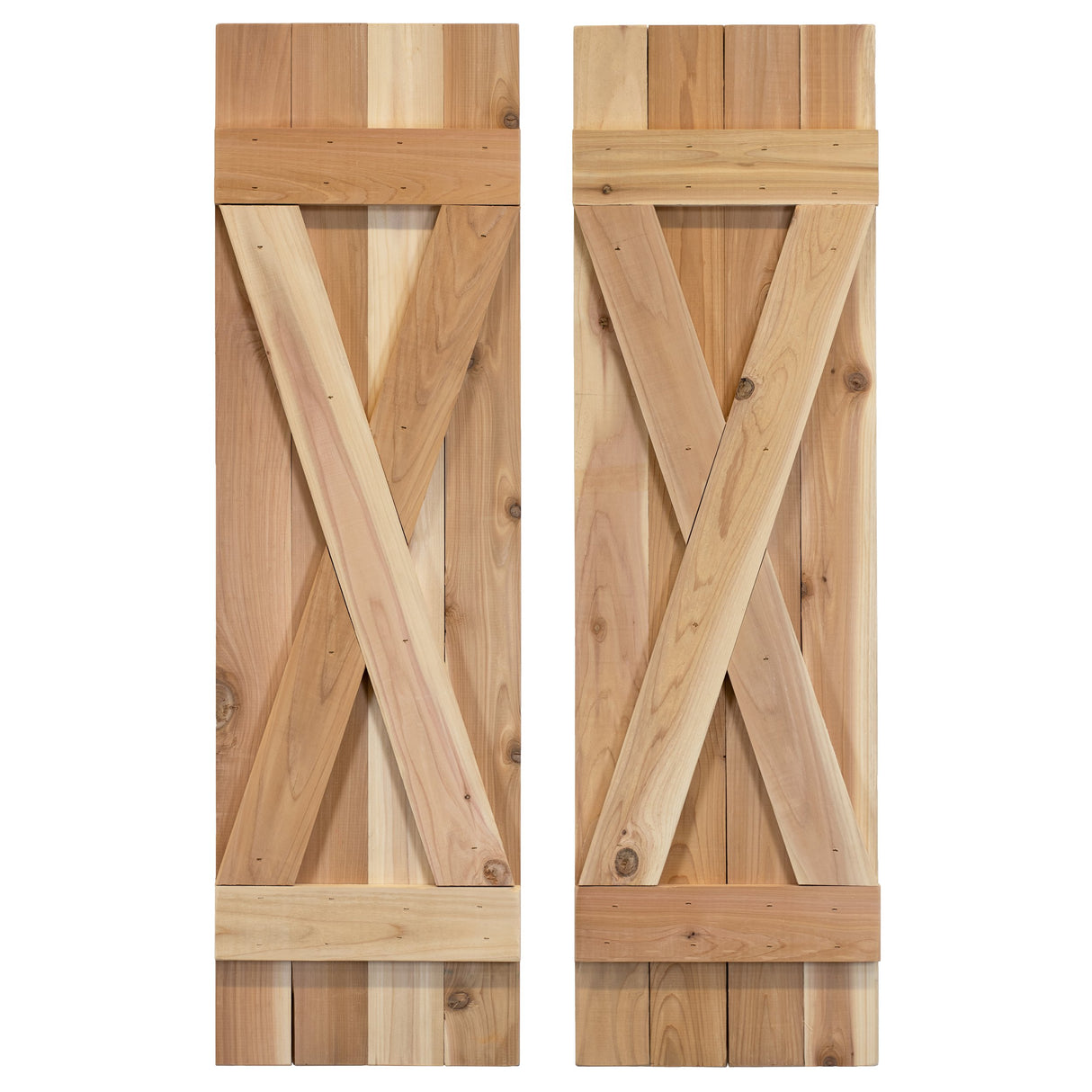 Unfinished X Wood Shutters